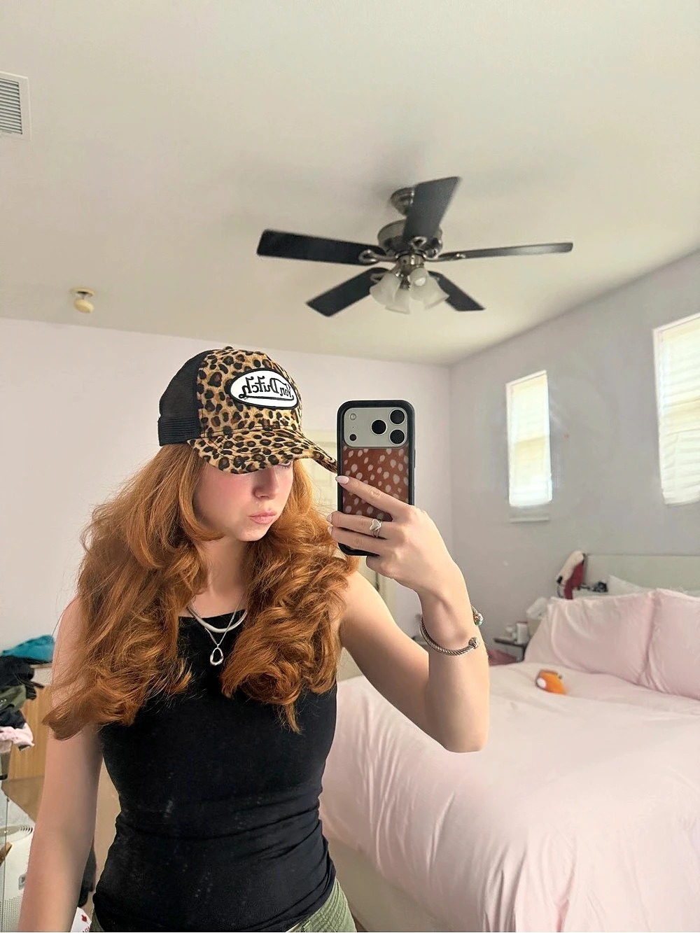 Von Dutch Leopard Print Velvet Trucker Hat Brown & Black